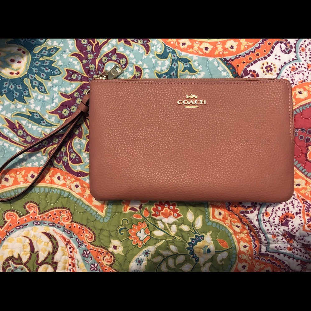 COACH Coral Double Zip Wristlet